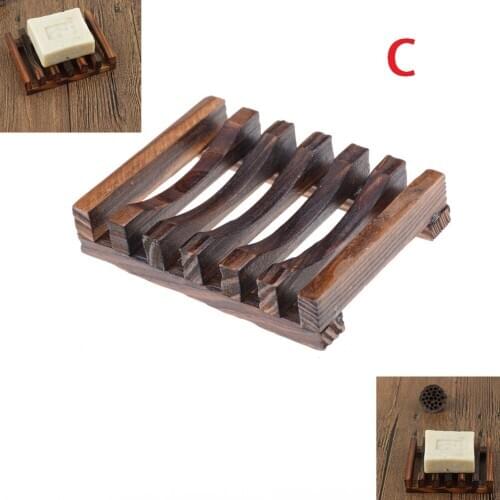 Natural Wooden/Bamboo Soap Tray Holder Soap Storage Rack Plate Box Container Metal Soap Dish Bath Shower Plate Bathroom Acc