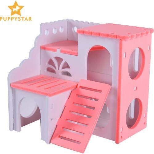 Pink Wood Hamster Cage Guinea Pig House Luxurious Cage For Hamster Rat Houses Chinchilla Sleeping Nest Goods For Hamsters ZG0007