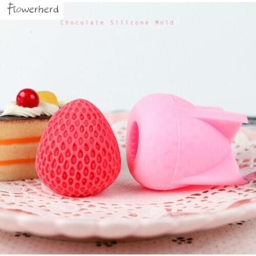DIY 3d Strawberry Chocolate Silicone Mold Mousse Birthday Cake Decoration Fondant Baking Handmade Soap Mold Craft Tools
