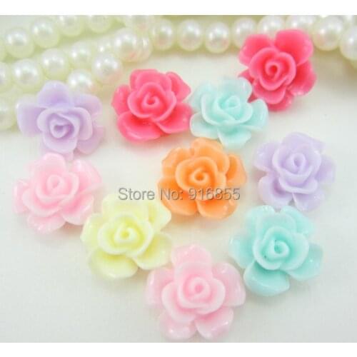 Mixed color 20pcs/lot 12mm very lovely andcute flatback resin flower for DIY