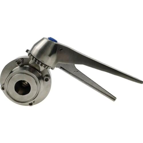 Heavy Duty Sanitary 1" 1.5" Tri Clamp Butterfly Valve 50.5mm OD SS304 Squeeze Trigger Handle Silicon/EPDM