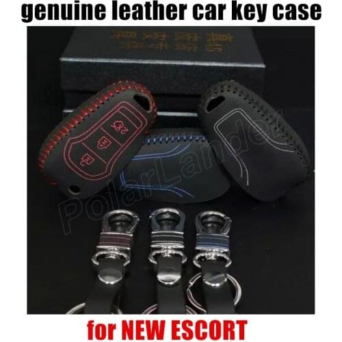 Only Redfactory price car key case sewing Hand car key cover case Genuine quality leather fit for FORD NEW ESCORT