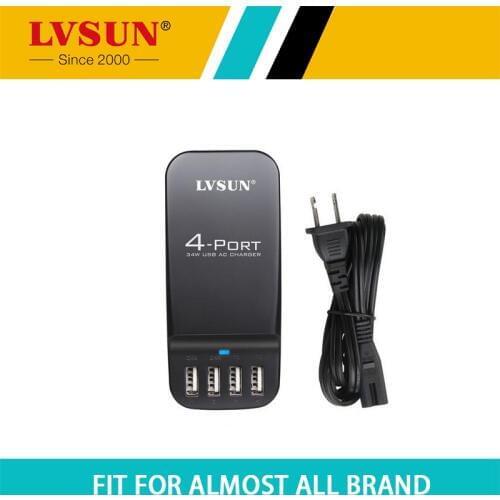LVSUN Universal 4 Port USB Charger Wall Charger AC Power Adapter 5V 2.4A 5 Plug for iPad/iPhone 7/iPod/Mobile Phone Recharger