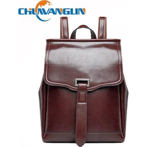 Chuwanglin Vintage Backpack Female Large Capacity School Bag for Girl Brand Leather Shoulder Bag for Women Ladys Bag Y71003