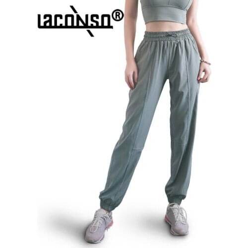 LACONSO Womens Sports Pants Leggings Fitness Jogger Female Clothing Tracksuit Training Trousers Gym Loose Hips Workout Rest