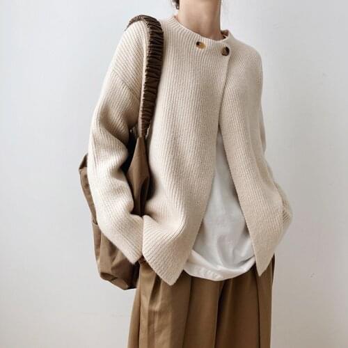 Cardigan Women Sweater Korean Solid Long-Sleeved Knit Shirt Clothes Fashion Loose Lazy Wind Autumn Winter Top Female Coat Sueter