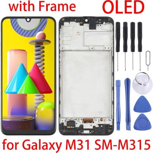 OLED For M31 LCD For Galaxy M31 SM-M315 LCD Display&Frame Touch Screen Digitizer for Samsung Galaxy M31 SM-M315