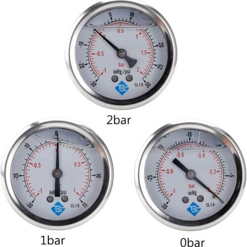 1/4 BSP Back Compound Pressure Vacuum Gauge Glycerine Filled 68mm -1~0/1/2 Bar -30*Hg + 0/15/30 PSI