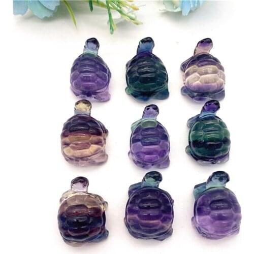 1pcs Natural Rainbow Fluorite Tortoise Statue Hand-carved Figurine Animal Home Decoration Crystals and Stones Healing Gifts