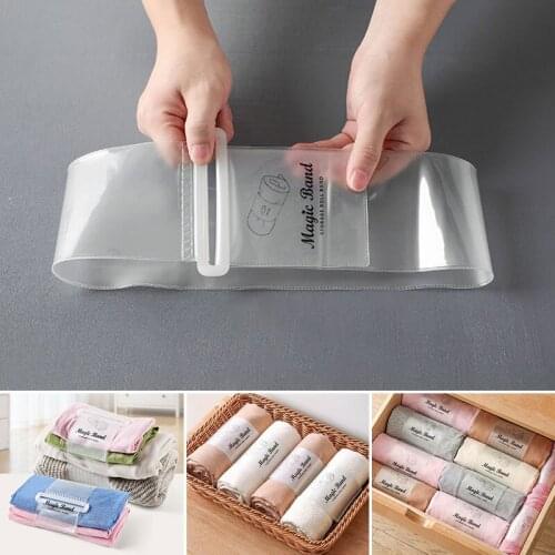 1PC Self-Adhesive Household Shirt Pants Storage Roll Bande Clothing Sorting Straps Travel Supplies Home Clothes Storage Tools