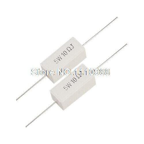 10pcs 5% 10 Ohm 5W Wirewound Cement Resistor Axial Lead