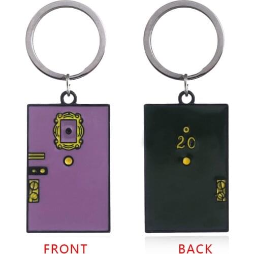 2 Colors TV Show Friends Monicas Door Keychain Central Perk Coffee Time Key Chain for Women Men Fans Car Keyring Jewelry