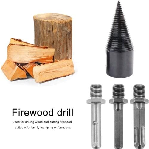4pcs Firewood Drill Bit Multifunction Splitting Cones Log Splitter Drilling Tool Earth Augers Garden Planting Machine