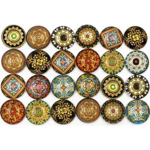 50pcs/Lot 12mm Photo Glass Cabochons Mixed Totem Cabochons For Handmade Bracelet earrings necklace Bases Settings-C7-03