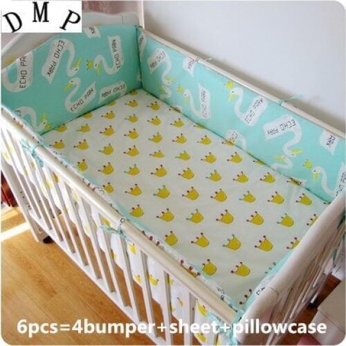6PCS Appliqued Girl kit berço Baby Cot Crib Bedding set baby room (4bumpers+sheet+pillow cover)