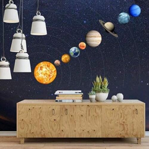 9Pcs/Set 9 Planet Solar System Fluorescent Wall Stick the Universe Planet Galaxy Children Room Bedroom Luminous Wall Stickers
