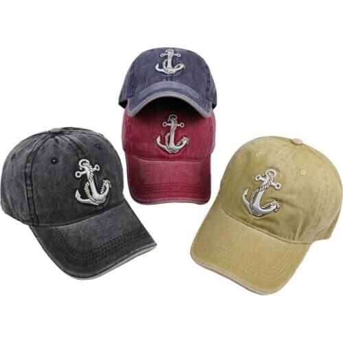 Hip Hop Sailor Male Washed Do Old Style Anchor Embroidery Baseball Caps Fashion Retro Hat Outdoor Sun Shade Curved Brim Cap Man