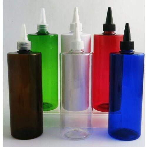 24 x 500ml Free shipping 500CC Large Multicolor Refillable Shampoo Cream PET Plastic Bottle Packaging Container with Spout Lid