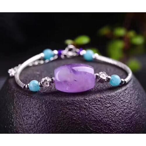 Natural Lavender Amethyst Quartz Purple Bracelet Crystal Barrel Beads Women Men 22x15mm Fashion Jewelry Stone AAAAA