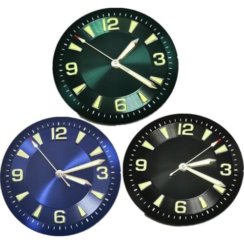 33.5MM Watch Parts Green Night Light Dial Add Hands Fit Eta 2824/2892/2839 MIYOTA8215 Automatic Mechanical Movement