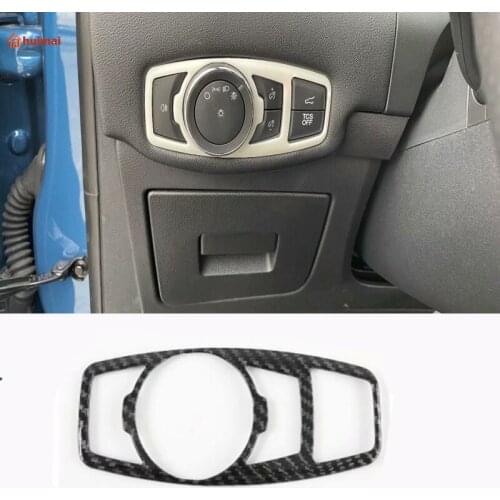 For Ford EDGE PLUS 2021 Left Hand Drive 1PC Carbon Fiber ABS Car Headlight Adjustment Cover Trim Molding Car Styling