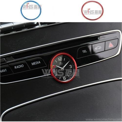 For Mercedes Benz C Class Center Control Clock Decorative Trim CoverInterior Mouldings Car Styling Accessories chrome