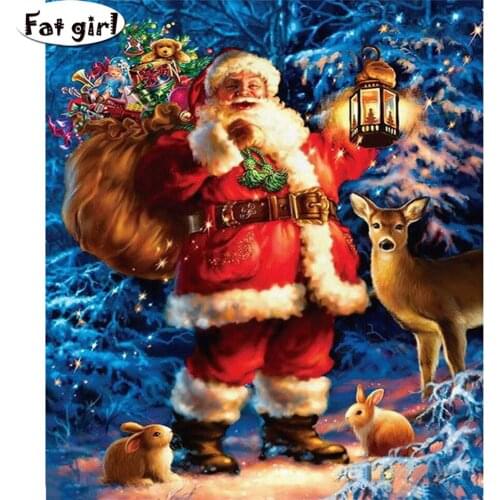 Home Decor New diamond embroidery mosaic Santa and deer diamond paintings full drill rabbit stitch cross rhinestone picture art