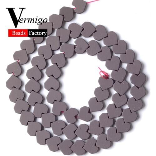 Purple Heart Shape Nanotech Rubber Hematite Stone Beads For Jewelry Making 8mm Spacer Loose Beads Diy Bracelets Necklace 15