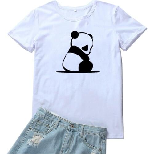 Panda I'm A Little Sad Tshirt Women Cute Animal Graphic Tees Women O-neck Women T-shirt Casual White T Shirt Women Chinese Style