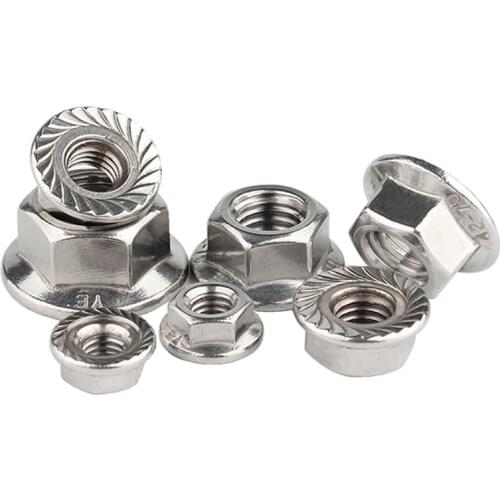 304 Stainless Steel Inch Hexagon Flange Nuts Non-Slip Nut with Teeth American Hexagon Rivnut with Flange 5Pcs