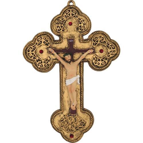 Hankroi 11 Inches Resin Wall Crucifix Jesus Christ on INRI Cross Hand painted Home Chapel Decor SY-1123