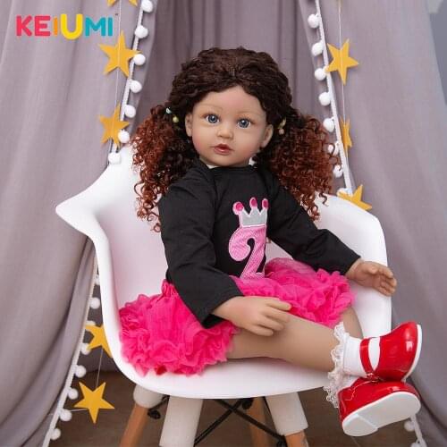 As Princess KEIUMI Newborn Baby Doll Toddller Black Skin Reborn Menina Boenca Stuffed Girl Doll Toy For Children Birthday Gifts