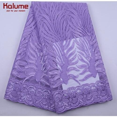 Kalume Sequins Nigerian Tulle Lace Fabric Pinkpurple African Milk Silk Lace Fabric For Wedding Party French Milk Silk Laces 2157