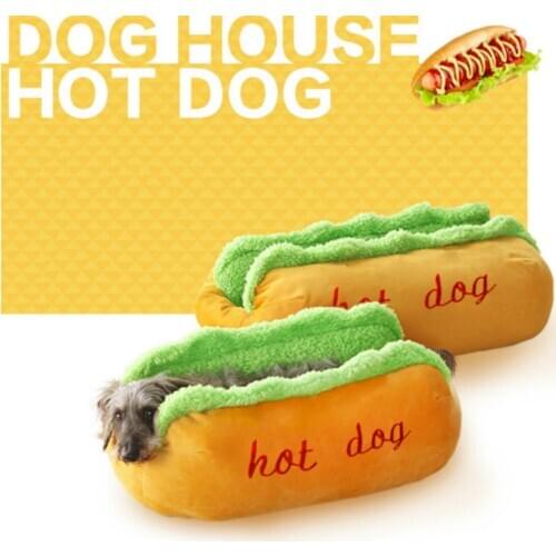 Hot Dog Dog Beds Removable Soft Mat Pet Sofa Cute Beds for Cozy Puppy Litter Cat Sleeping Cushion Chihuahua Teddy Nest Kennel
