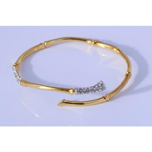 Fashion, personality, glossy bamboo modeling, inlaid with zircon opening Bracelet