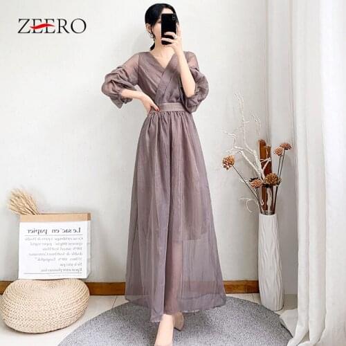 New Summer Women Sexy Half Sleeve V Neck Mesh Dress Elegant Female Casual Vintage Plus Size Maxi Party Dress Vestido Feminino