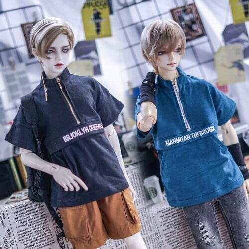 NEW Bjd doll clothes Sports Zip Top Black Yellow Blue White T-shirt for 1/3 1/4 msd17 uncle Fashion Top dolls accessories