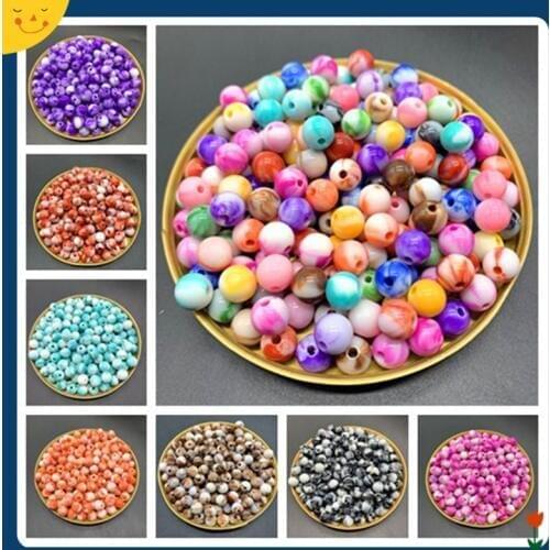 New 6 8 10 12mm Round Acrylic Beads Clouds Effect Beads For Jewelry Makeing Bracelet necklace DIY Accessory Beads