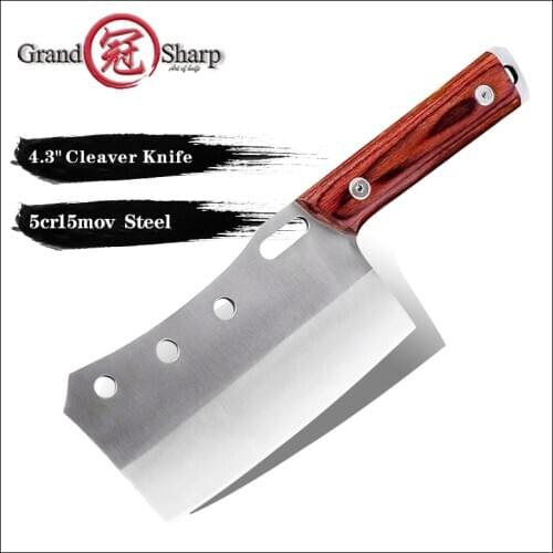 Grandsharp 4.3'' Cleaver Knife Hand Forged Mini Chef Kitchen Knives BBQ Tools Butcher Meat Hatchet Outdoor Camping Home Cooking
