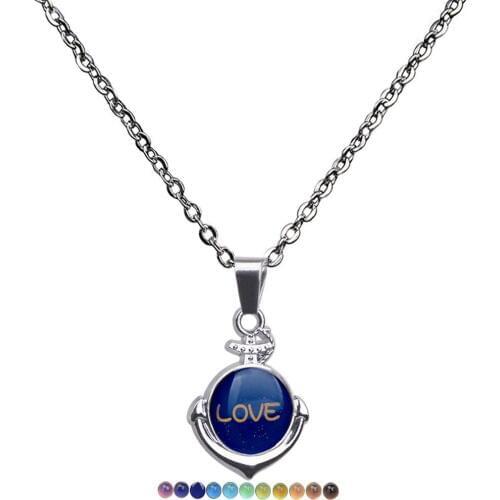 JUCHAO Mood Necklaces Jewelry Stainless steel Chain for Anchor Love Pendant Necklace for Women Jewellery