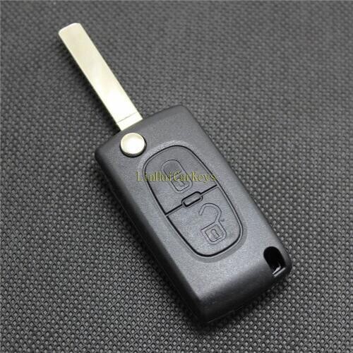 PINECONE for PEUGEOT 307 308 407 607 Flip Folding Key 2 Buttons Uncut Blank Brass VA2 Blade High Quality Flip ABS Key Shell 1 PC