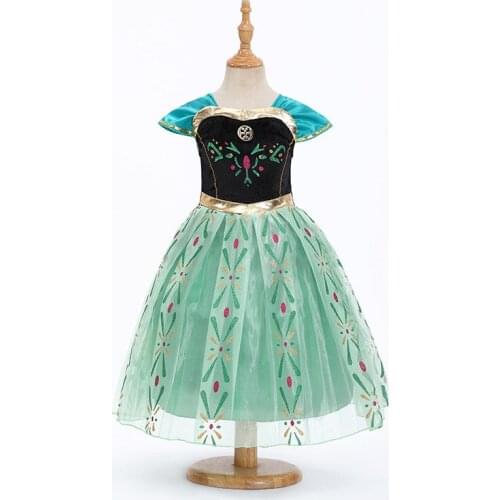 3-10 Years Girls Coronation Dress Snow Queen Anna Halloween Princess Costume Children Kids Carnival Birthday Party Gown Clothes