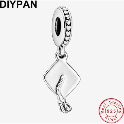 Fit Pandora Charms Bracelet Orignal 925 Sterling Silver Graduation Dangle Charm Pendant Beads Women DIY Jewelry Berloque