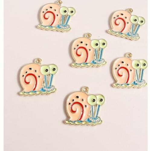 10pcs 20*20mm Enamel Cartoon Snails Charms for Jewelry Making diy Pendant Alloy Animal Charms Necklace Earrings Jewelry Findings