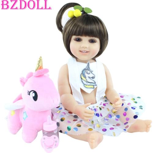 55 CM Full Silicone Reborn Girl Doll Vinyl Newborn Babies Dress Up Princess Bebe Child Birthday Gift Companion Toy