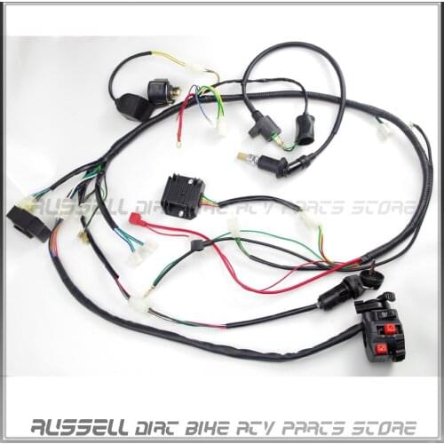 GY6 150cc complete Full wiring Harness Cable Wire ignition Coil switch spark plug CDI Box Unit Rectifier