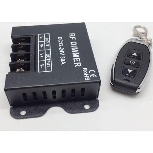 RF LED Dimmer Wireless Brightness 3 Keys Remote Controller DC 12V 24V 30A 360W 720W for 5050 3528 Single Color Strip Lights