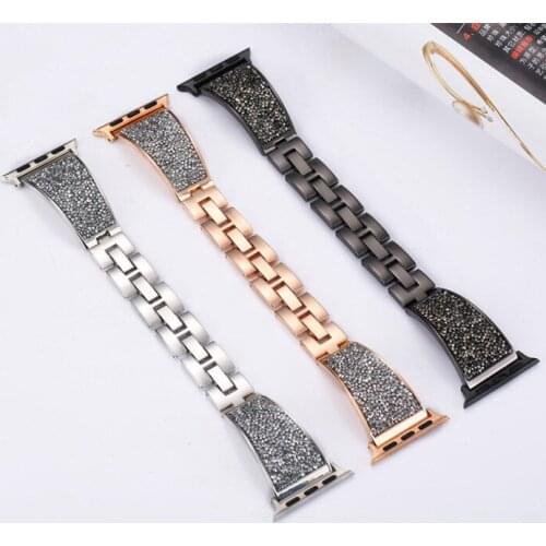 Sparkling Bling Crystal Metal Bracelet for Apple Watch Series 6 SE 5 4 40 44mm Luxury Fashion Watch Strap for iWatch 3 2 1 Woman
