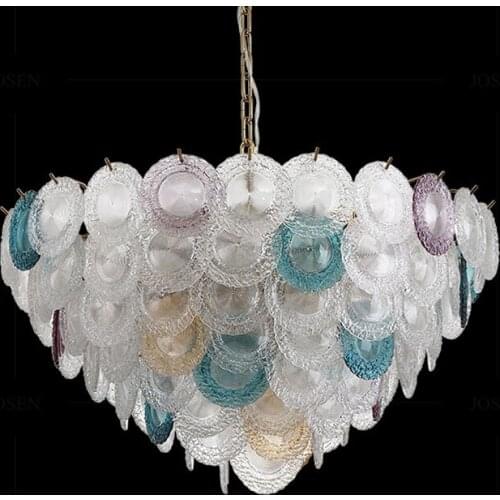 LED Postmodern Iron Glass Colorized Chandelier Lighting Suspension Luminaire Lampen Lustre For Foyer