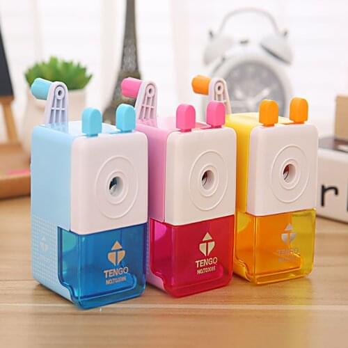 Korean Style Hand Crank Mechanical Accessory Sharpener Creative Student Cartoon Print Pencil Sharpener For Kids School Supply